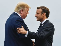 El presidente de Estados Unidos, Donald Trump, y su homólogo Francés, Emmanuel Macron ayer en la ciudad de Biarritz. AFP