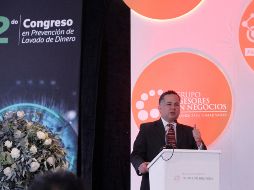 Santiago Nieto durante su intervención en el Segundo Congreso en Prevención de Lavado de Dinero y Financiamiento al Terrorismo. NTX/R. Solís