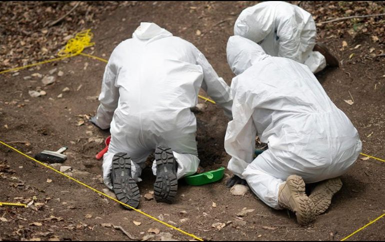 La búsqueda de restos humanos se hace a mano. MÓNICA GONZÁLEZ/PIE DE PÁGINA
