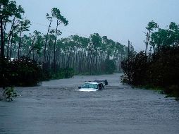 Vehículos semisumergidos en una calle en Freeport, Bahamas. AP/R. Espinosa