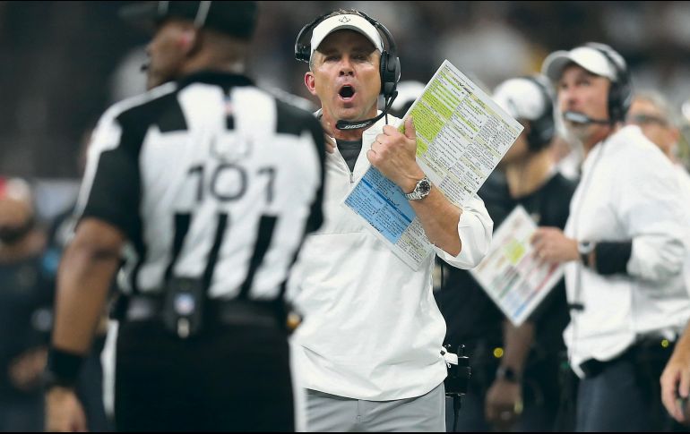 Sean Payton, entrenador en jefe de los Saints, aún sigue dolido por la no marcación de una interferencia de pase en la más reciente Final de la NFC. AFP / J. Bachman
