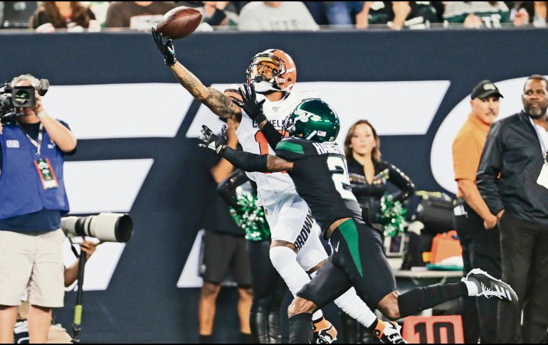 Maravilla. Odell Beckham tuvo una noche de ensueño en su regreso a Nueva York, ahora jugando para los Browns. AP / A. Hunger