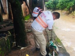 Autoridades de Protección Civil estatales realizan una evaluación de los daños tras las precipitaciones. TWITTER / @pcivilchiapas