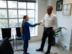 Thunberg, de 16 años, se encuentra en Estados Unidos para participar en varias movilizaciones. AFP/THE OBAMA FOUNDATION