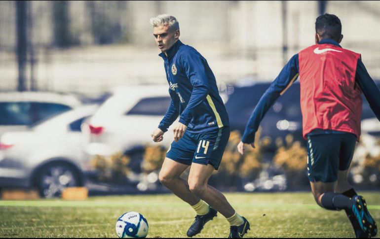 Nicolás Benedetti, durante la última práctica del equipo. ESPECIAL / CLUB AMÉRICA