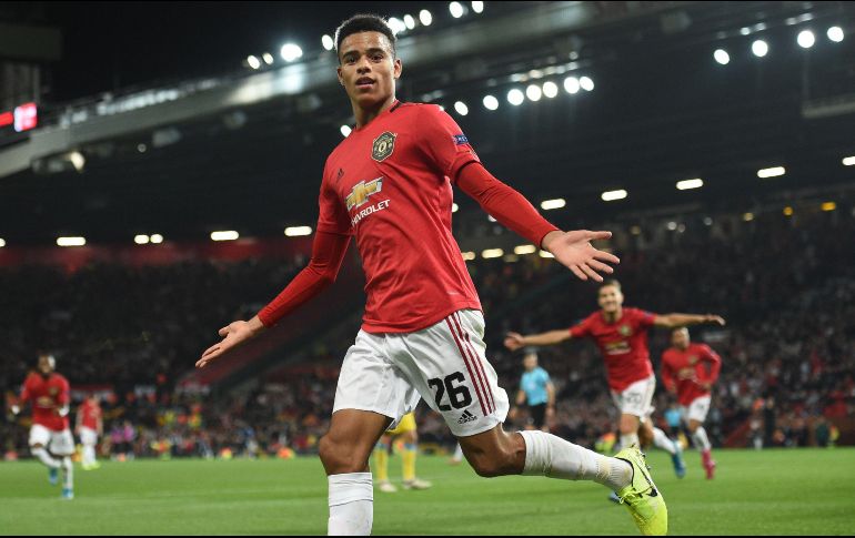 Mason Greenwood se convirtió en el jugador más joven del Manchester United en anotar en competencias europeas. AFP / O. Scarff