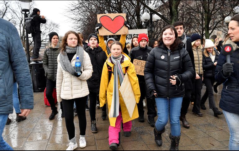 La imagen de Greta a la cabeza de manifestaciones se ha hecho habitual. ARCHIVO / EFE