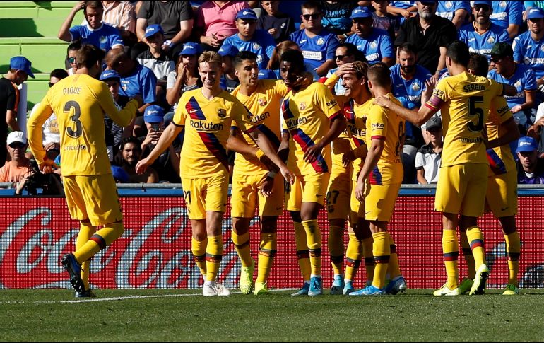 El triunfo dejó al Barcelona con 13 puntos en siete partidos, mientras que el Getafe se estancó con siete en el peldaño número 11. EFE / C. Moya