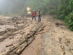 Afectaciones en la carretera del Cerro del Vidrio a San Gabriel Mixtepec. TWITTER@CEPCO_GobOax