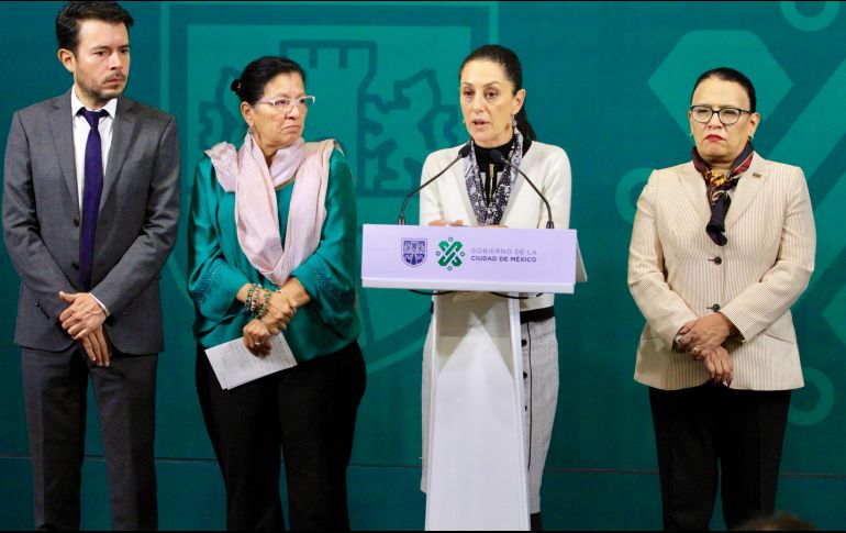 La jefa de Gobierno Claudia Sheinbaum encabezó la conferencia de prensa donde se dieron detalles de la marcha del día de mañana. NTX/J. Lira