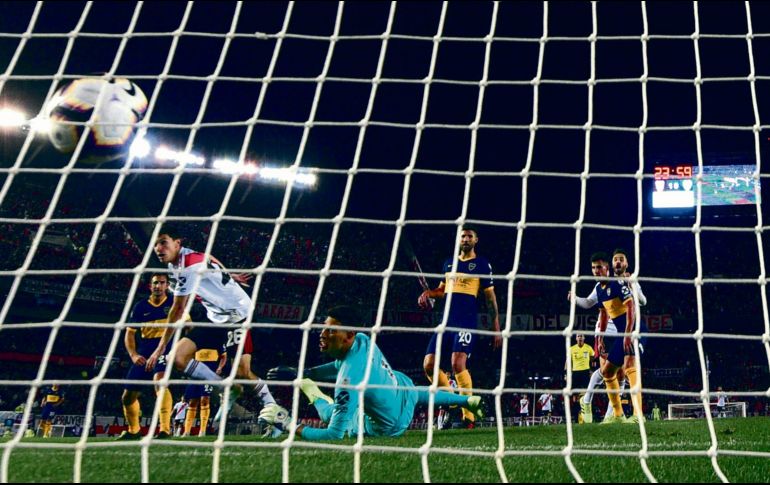 Ignacio Fernández puso el segundo en el marcador para sellar la victoria de River. AFP