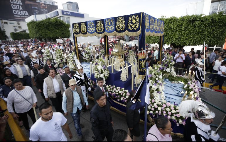 En esta edición de la Romería, la virgen zapopana recorrió un total de 9.2 kilómetros desde la Catedral de Guadalajara hasta la Basílica. EL INFORMADOR/ F. Atilano