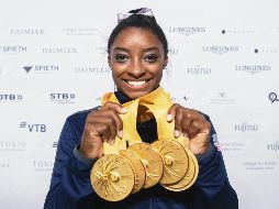 La joven estadounidense rompió el récord de más medallas ganadas en Campeonatos Mundiales. AFP