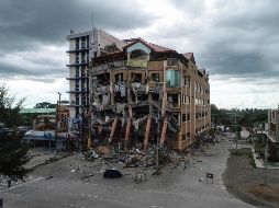 Un edificio dañado por el temblor de  magnitud 6.5 en Kidapawan. AFP/F. Cabrera