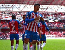 Alan Pulido celebra uno de sus dos goles ante el Toluca. IMAGO7/ A. Suárez