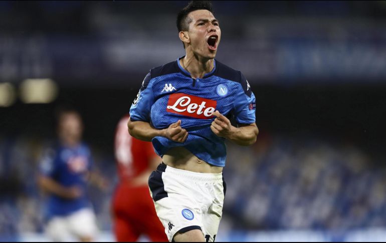 Hirving Lozano celebra su anotación durante el partido de este martes. EFE/C. Fusco