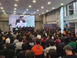 Enrique Alfaro da la noticia sobre el fideicomiso durante la inauguración de Sublime Jalisco. EL INFORMADOR / J. Velazco