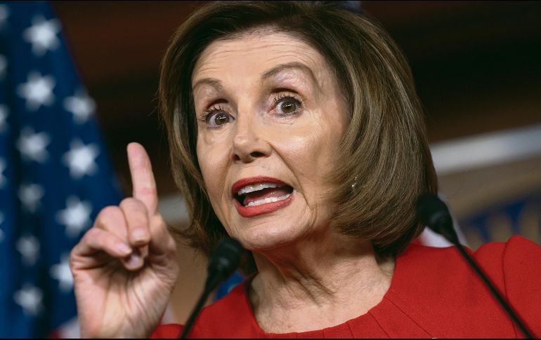 La jefa de los demócratas acusó ayer a Donald Trump. AP