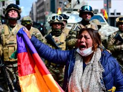Una seguidora del expresidente Evo Morales participa en La Paz en una protesta contra el gobierno interino de Bolivia. AFP/R. Schemidt