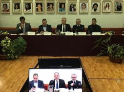 Para responder los cuestionamientos estaban el coordinador del Gabinete de Seguridad, Macedonio Tamez, el fiscal, Gerardo Solís, y el secretario de Seguridad, Bosco Pacheco. TWITTER / @LegislativoJal
