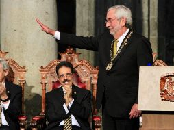 Al tomar protesta para su segundo periodo al frente de la UNAM, Graue Wiechers reconoce que en la universidad crecen los problemas de aprendizaje, inseguridad, hostigamiento y amenazas porque autoridades no escuchan a estudiantes. NTX / J. Lira