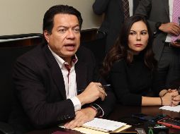 Mario Delgado, presidente de la Junta de Coordinación Política, y Laura Rojas, presidenta de la Cámara de Diputados. SUN/C. Mejía