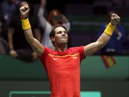 Nadal celebra su victoria en el partido de dobles. El siguiente rival de España será Gran Bretaña. EFE/K. Huesca