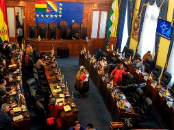 Aspectos generales de la reunión del Senado boliviano este sábado. AFP/J. Bernal