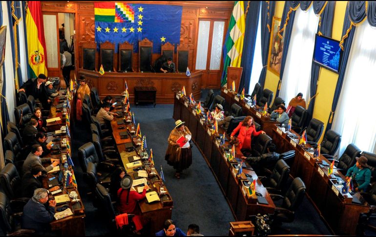 Aspectos generales de la reunión del Senado boliviano este sábado. AFP/J. Bernal