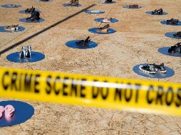 Instalación de zapatos de mujeres durante una marcha contra la violencia de género en República Dominicana; en diversos países se organizaron protestas para pedir el cese de la violencia de género. EFE/O. Barría