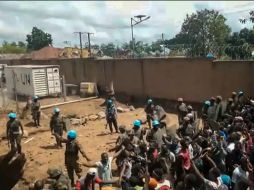 Aunque admiten que miembros de los Cascos Azules dispararon al aire, aseguran que las balas no fueron dirigidas a los manifestantes. AFP/U. Mwendapeke
