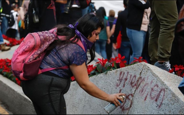Durante la marcha feminista 