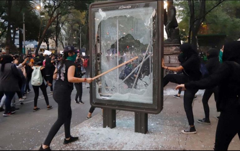 Durante la marcha feminista 
