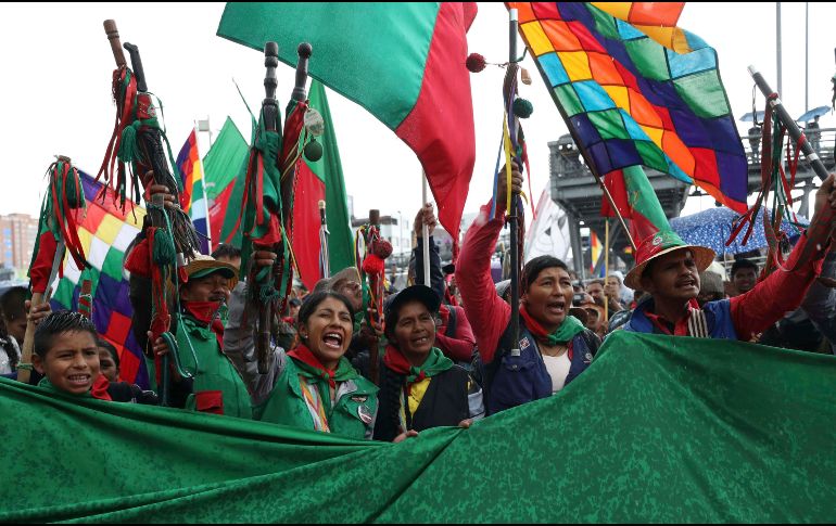 Los comuneros empezaron la movilización en la Universidad Nacional y terminaron en el Centro de Bogotá. AP/F. Vergara