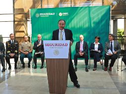 El Secretario de Seguridad y Protección Ciudadana, Alfonso Durazo Montaño, encabeza una conferencia de prensa con motivo del cierre de Temporada de Lluvias y Ciclones 2019. NTX/F. Estrada