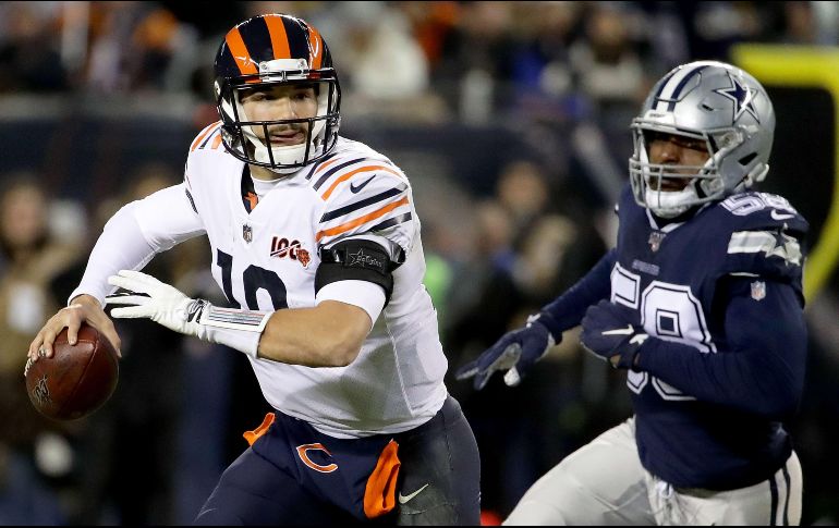 Mitchell Trubisky (#10) terminó con tres pases de anotación para llevar a los Bears a la victoria. AFP/J. Daniel