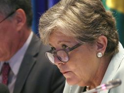 Alicia Bárcena, secretaria ejecutiva de la Cepal, entregó el informe de Balance Preliminar de las Economías de América Latina y el Caribe 2019 en Santiago, Chile. EFE/E. González
