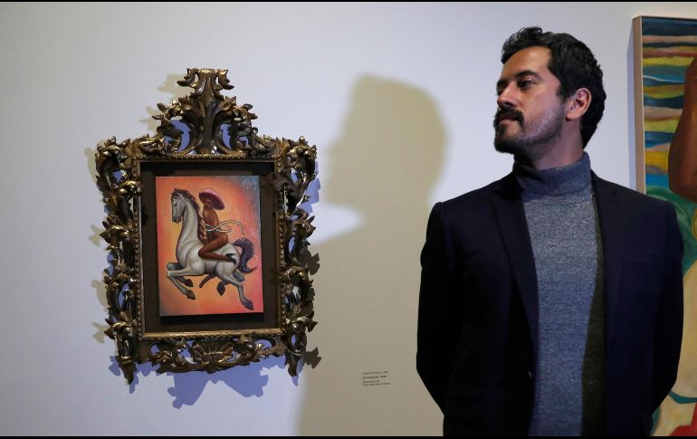 El cuadro titulado “La Revolución”, del pintor Fabián Cháirez, representa un personaje desnudo y afeminado inspirado en Emiliano Zapata. AP  / M. Ugarte