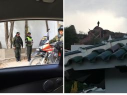 Combo de fotografías cedidas por la Cancillería mexicana que muestra la presencia de personal de inteligencia de Bolivia que mantiene vigilada, por todos sus puntos, su embajada. EFE/SRE