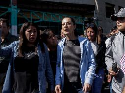 Claudia Sheinbaum realizó un recorrido en los restos del mercado La Merced. NTX / R. Solis