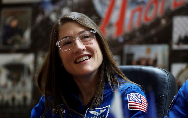 Los efectos de la microgravedad en el cuerpo de  Christina Koch aportarán dato simportantes para futuras misiones a la Luna y Marte. EFE/S. Ilnitsky