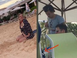 Aunque no aparecen juntos en las instantáneas, sí estuvieron en el mismo grupo de vacacionistas. TWITTER / @AdeleMundial