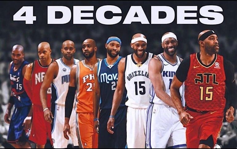 Longevo. Vince Carter cumplirá con 22 temporadas jugadas en la Liga, la mayor cantidad de la historia. TWITTER/@mrvincecarter15