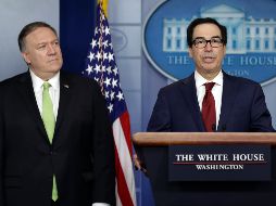 Steven Mnuchin hizo el anuncio desde la Casa Blanca junto al secretario de Estado, Mike Pompeo. AP/E. Vucci