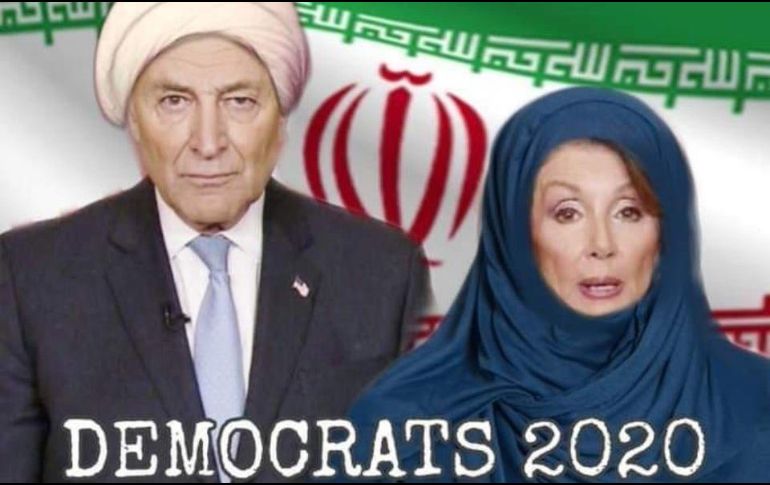 El montaje tiene una bandera iraní de fondo y las palabras 