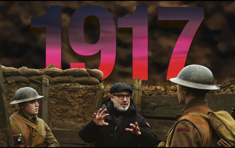 En la trinchera. Sam Mendes (al centro) se apunta como uno de los favoritos del Oscar gracias a su trabajo en “1917”. La película se estrena en la cartelera mexicana este 17 de enero. CORTESÍA