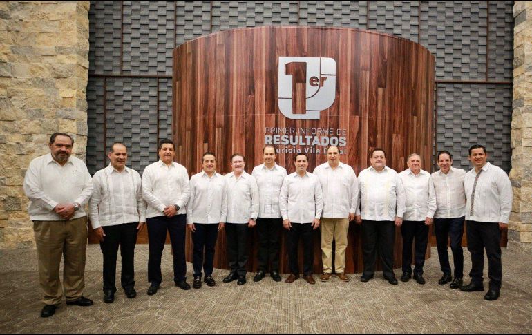 Marko Cortés acudió este domingo junto a mandatarios panistas al Informe del gobernador de Yucatán, Mauricio Vila Dosal. TWITTER@MarkoCortes