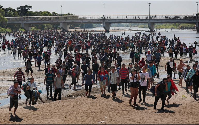 Río Suchiate. La caravana invadió esta zona para hallar un paso a México. AP/M. Ugarte
