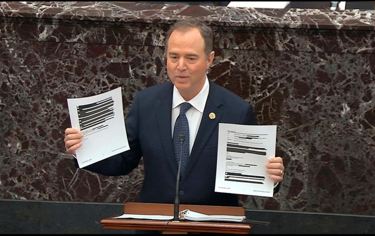Schiff, presidente del Comité de Inteligencia, pidió “condenar” a Trump y destituirlo por su abuso de poder y obstrucción del Congreso. AP/Senate Television