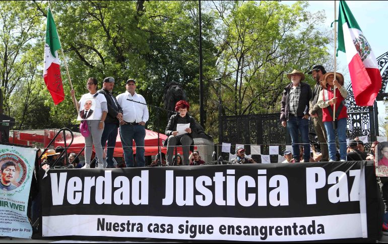 MARCHA. Terminará su recorrido hoy en Palacio Nacional, sede de la Presidencia.  EFE